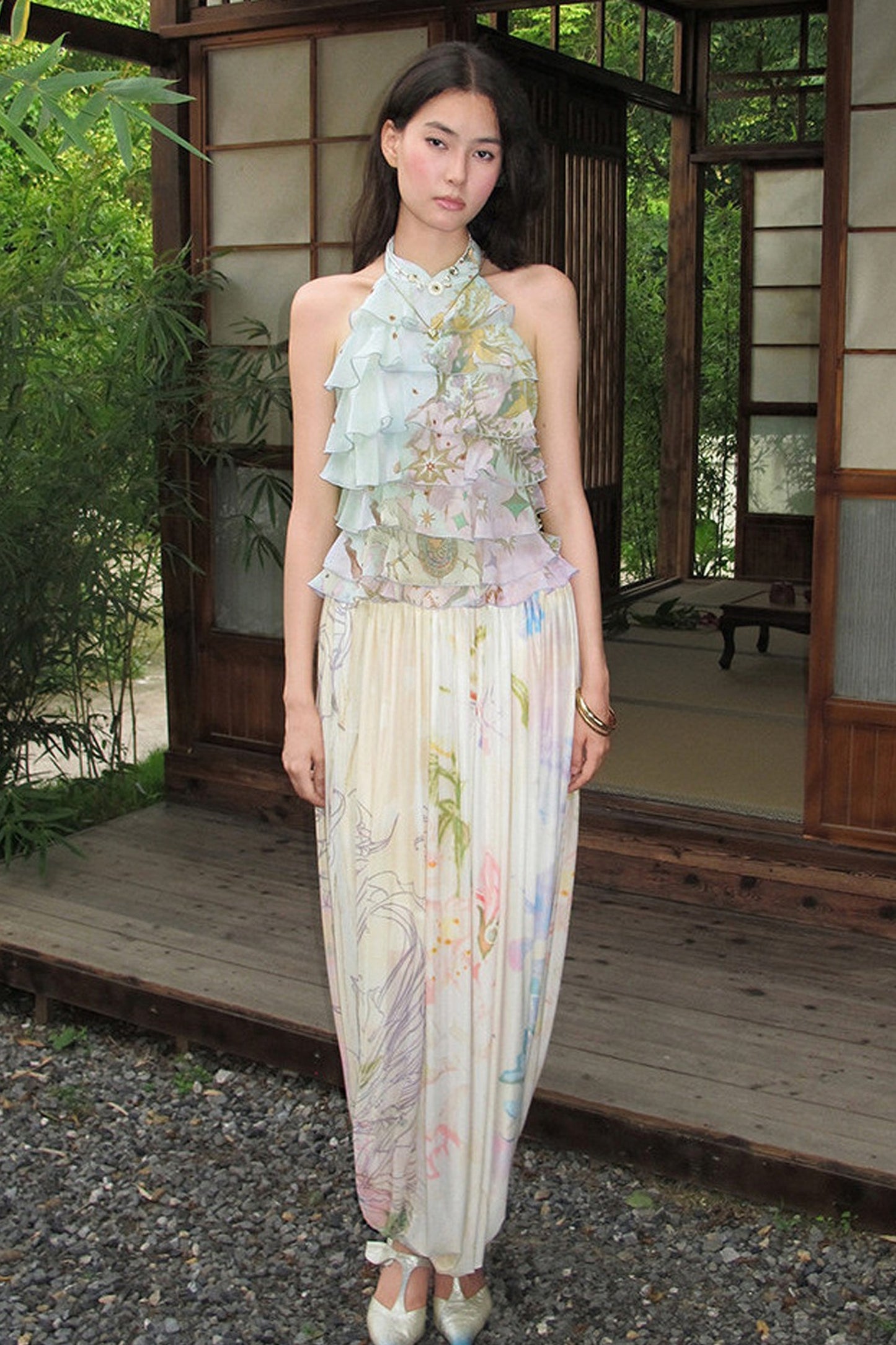 Gentle Twisted Mesh Skirt