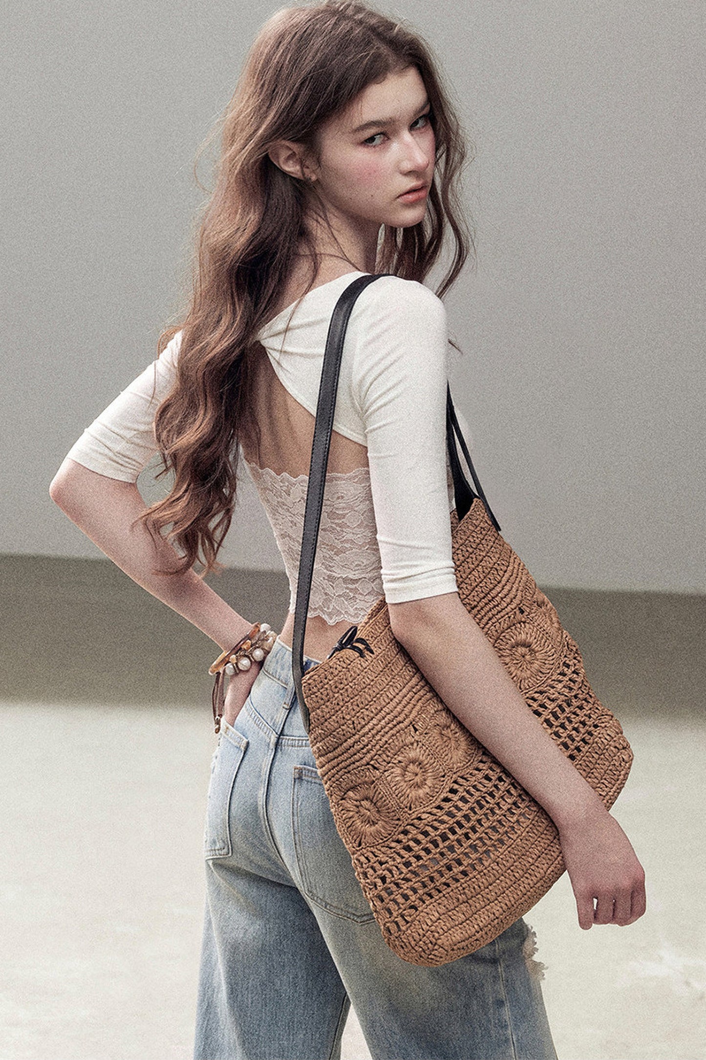 Lace Cutout Backless Short-Sleeved Top