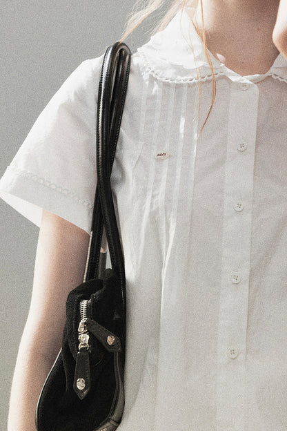 White Pleated Shirt And Skirt Set-Up