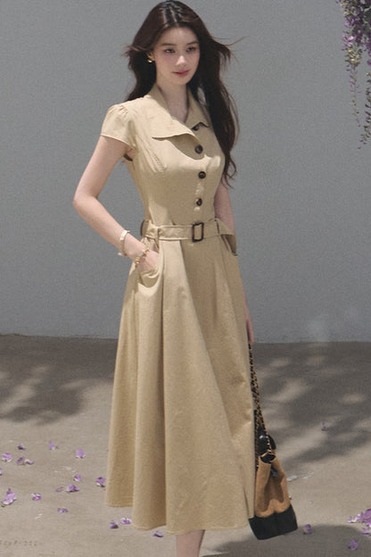 Lyocell Short-Sleeved Shirt Dress