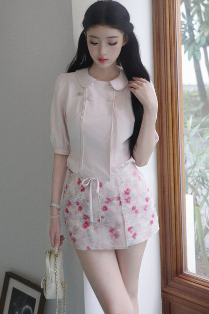 Floral Ruffled Top and Skirt Set-Up