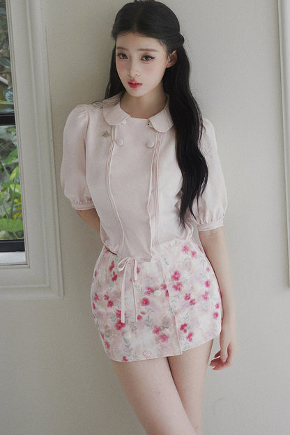 Floral Ruffled Top and Skirt Set-Up