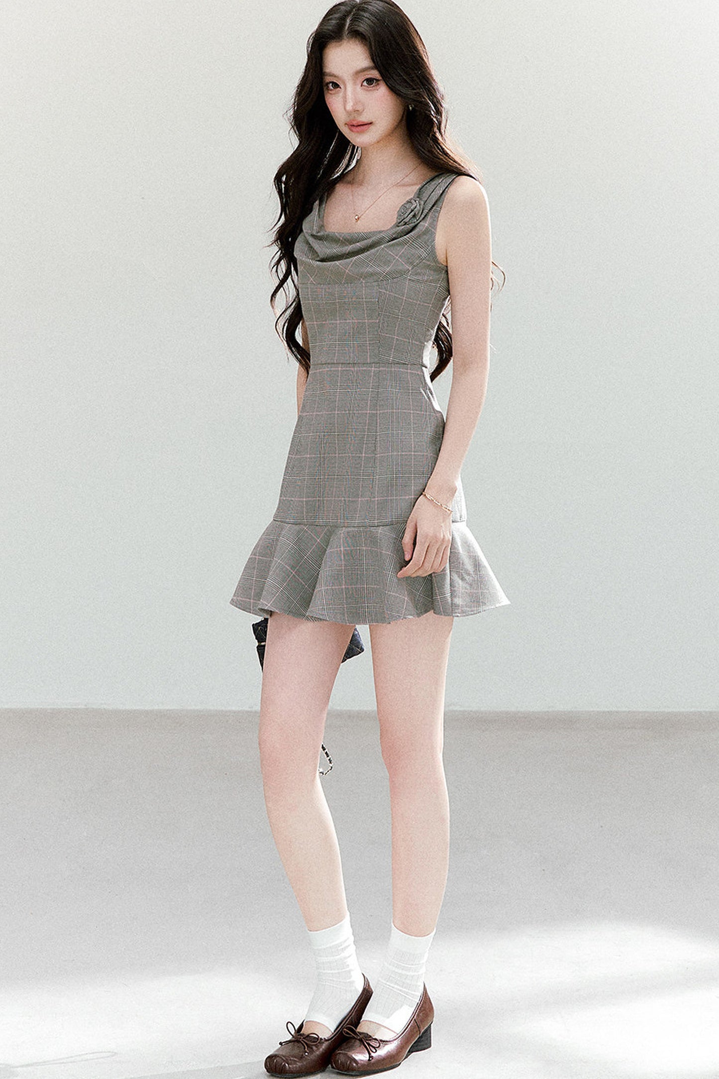 Retro Floral Plaid Dress