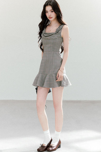 Retro Floral Plaid Dress