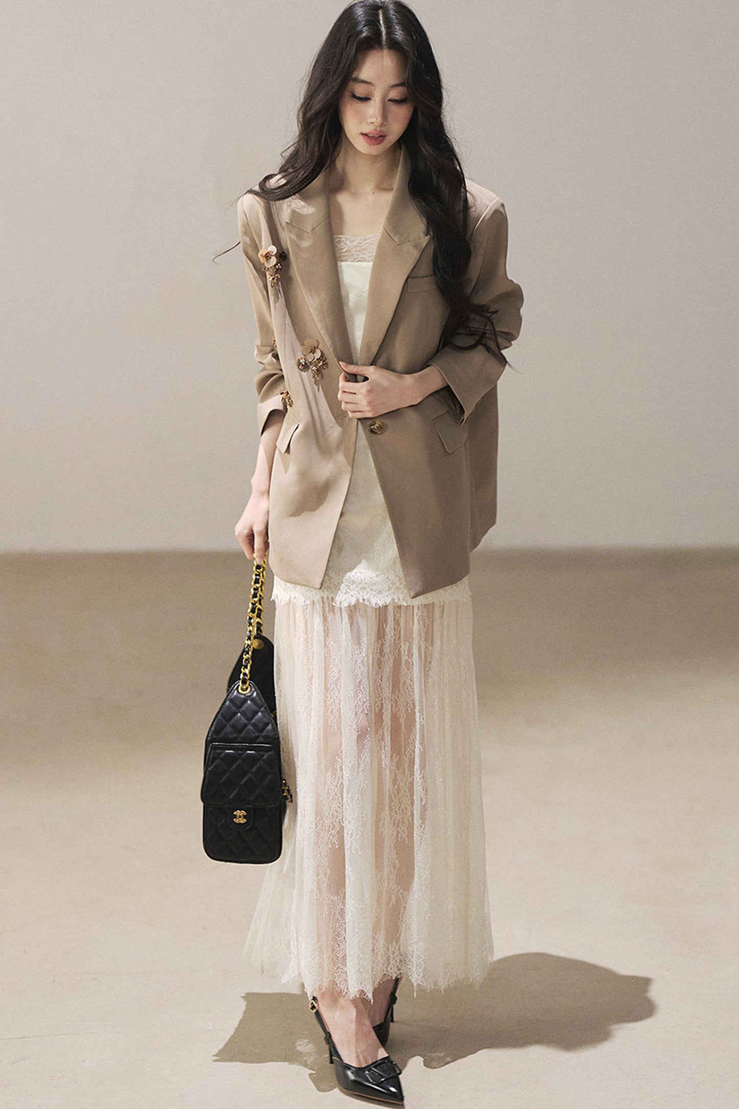 French Lace Camisole Dress and Jacket Set-Up