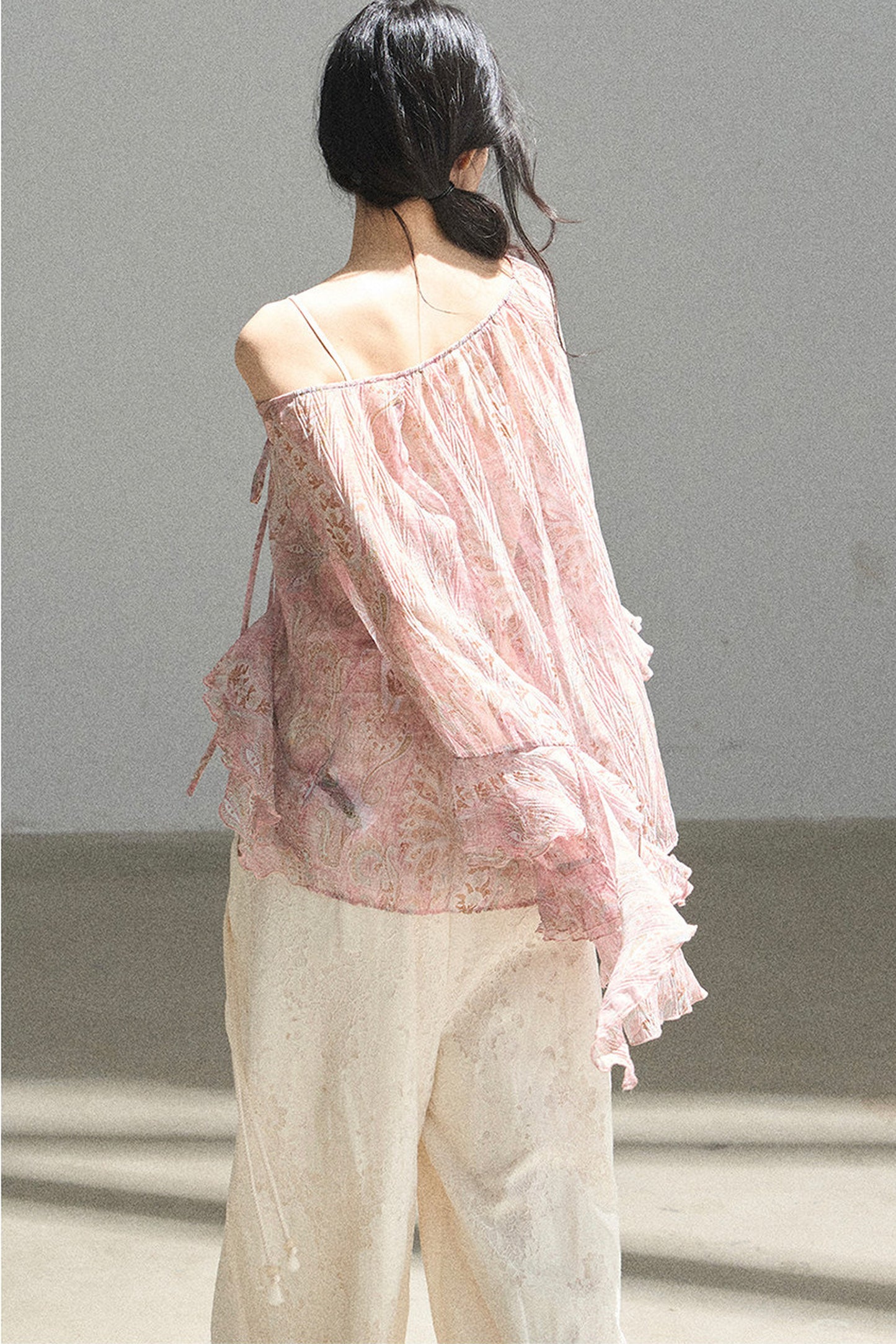 Chiffon Bell-Sleeve Blouse