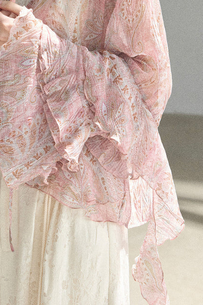 Chiffon Bell-Sleeve Blouse
