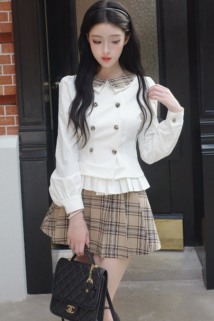 British-Style Pleated A-Line Skirt