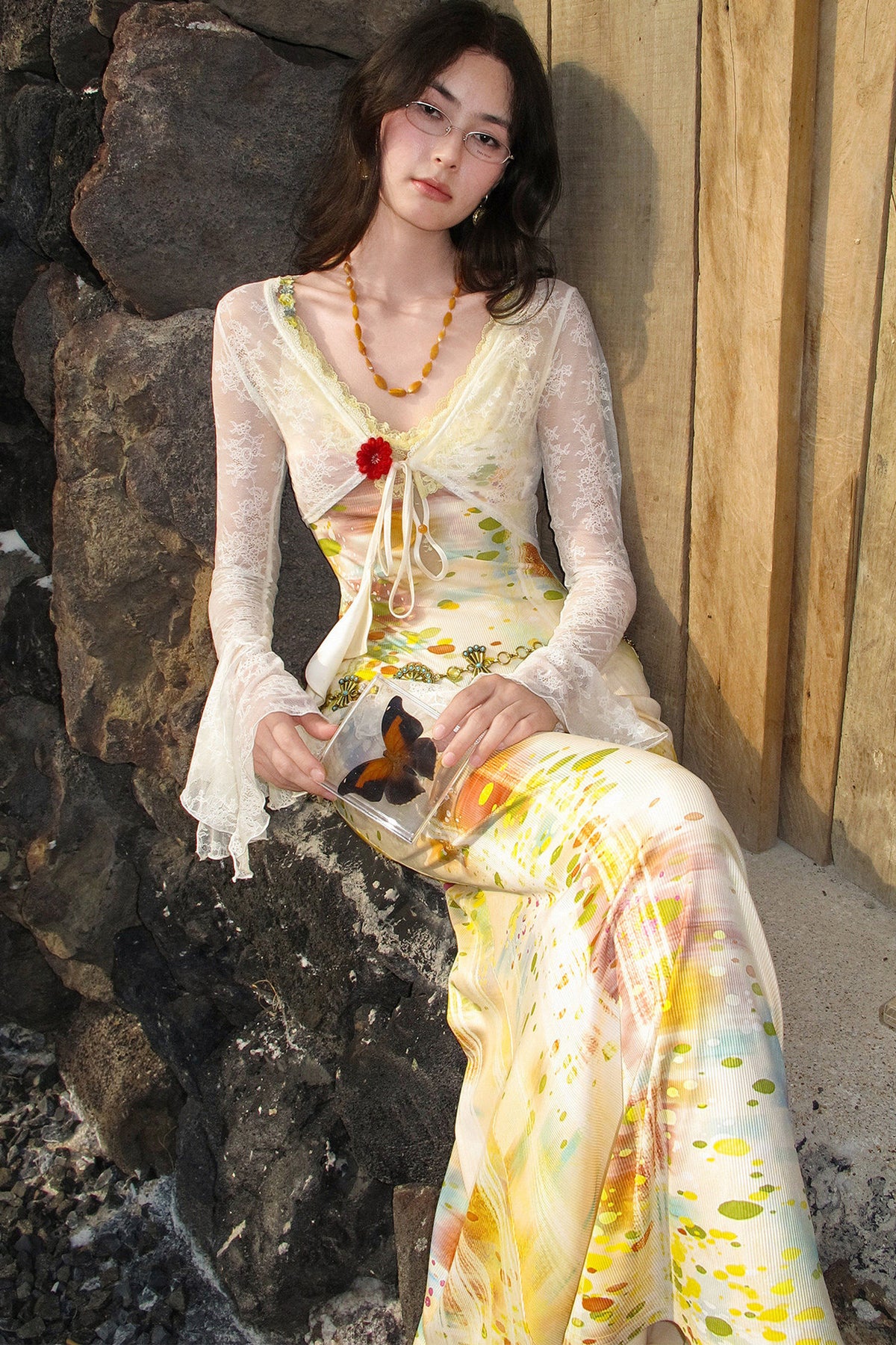 Impressionist Lace Fishtail Dress Set-Up