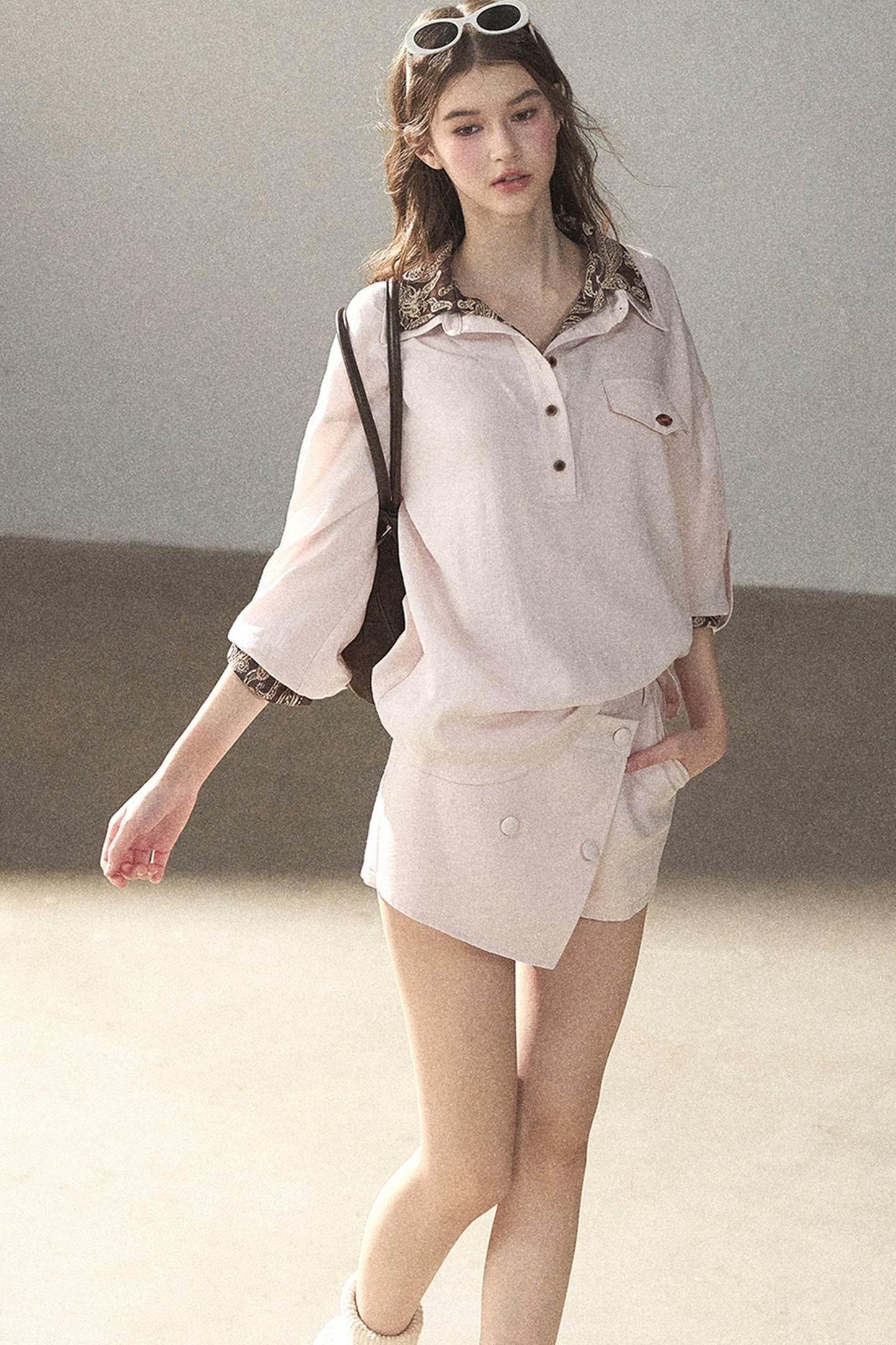 Pink Shirt And Shorts Set-Up