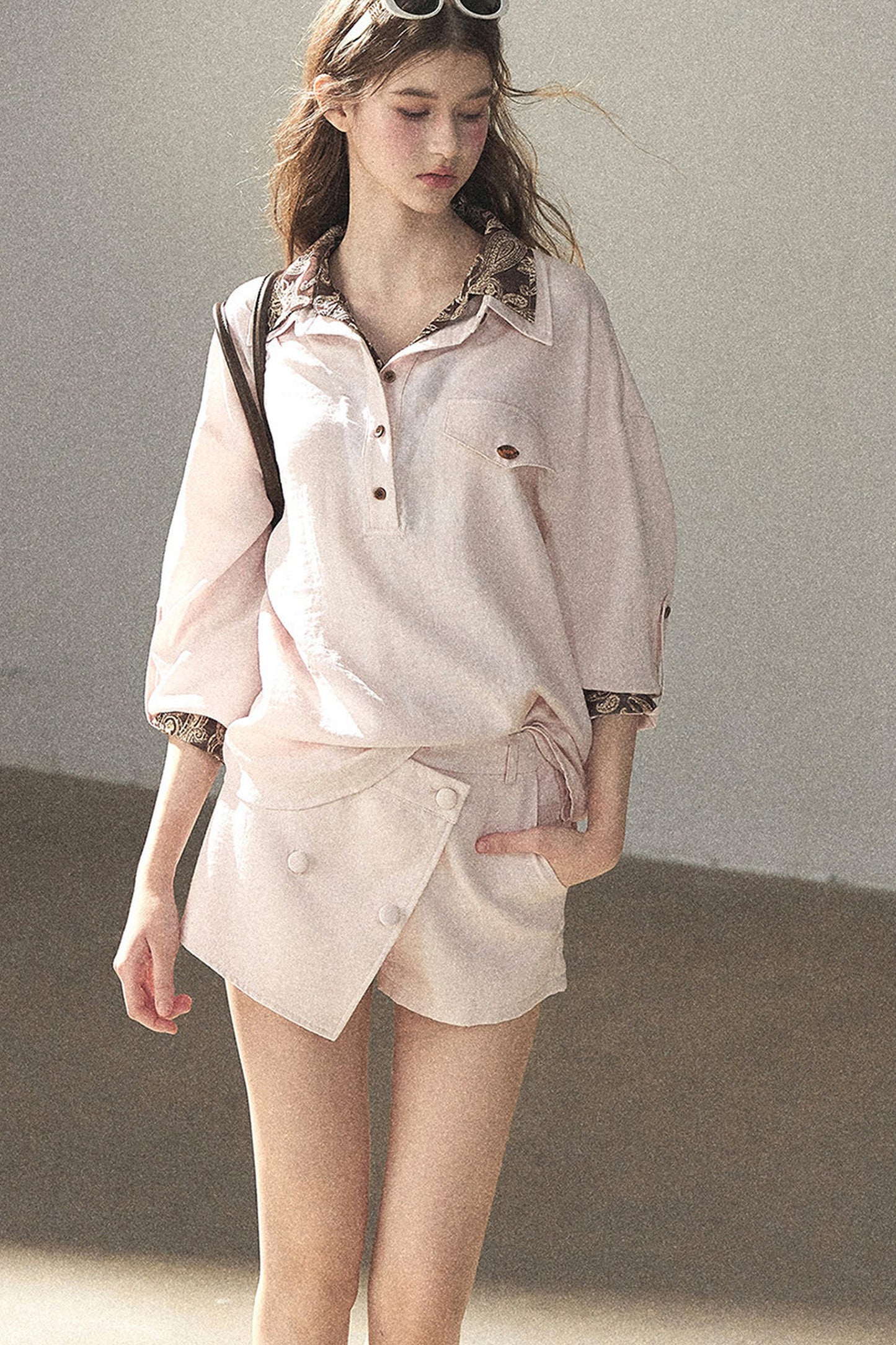 Pink Shirt And Shorts Set-Up