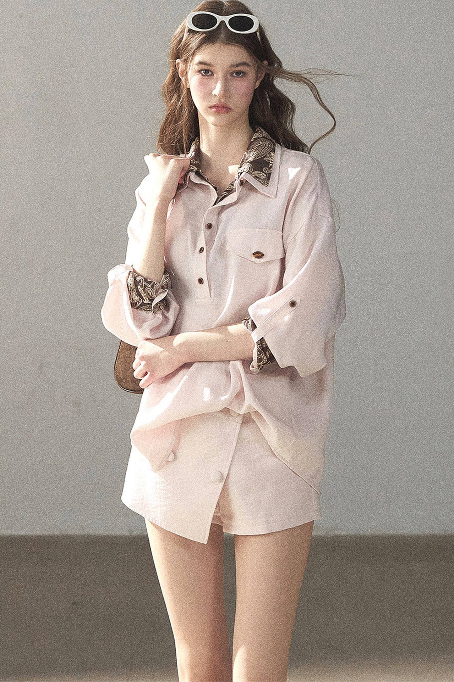 Pink Shirt And Shorts Set-Up
