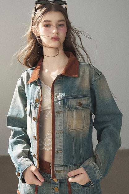 Denim Jacket & Skirt Suit Set-Up