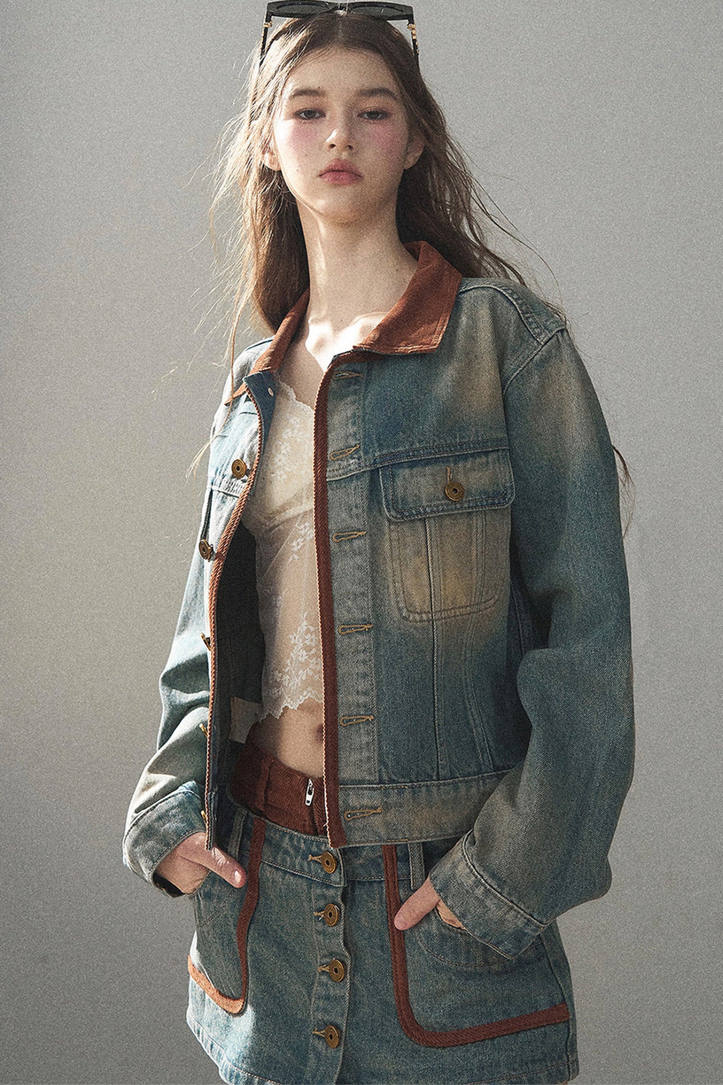 Denim Jacket & Skirt Suit Set-Up