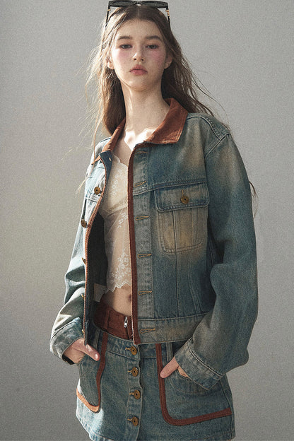 Denim Jacket & Skirt Suit Set-Up