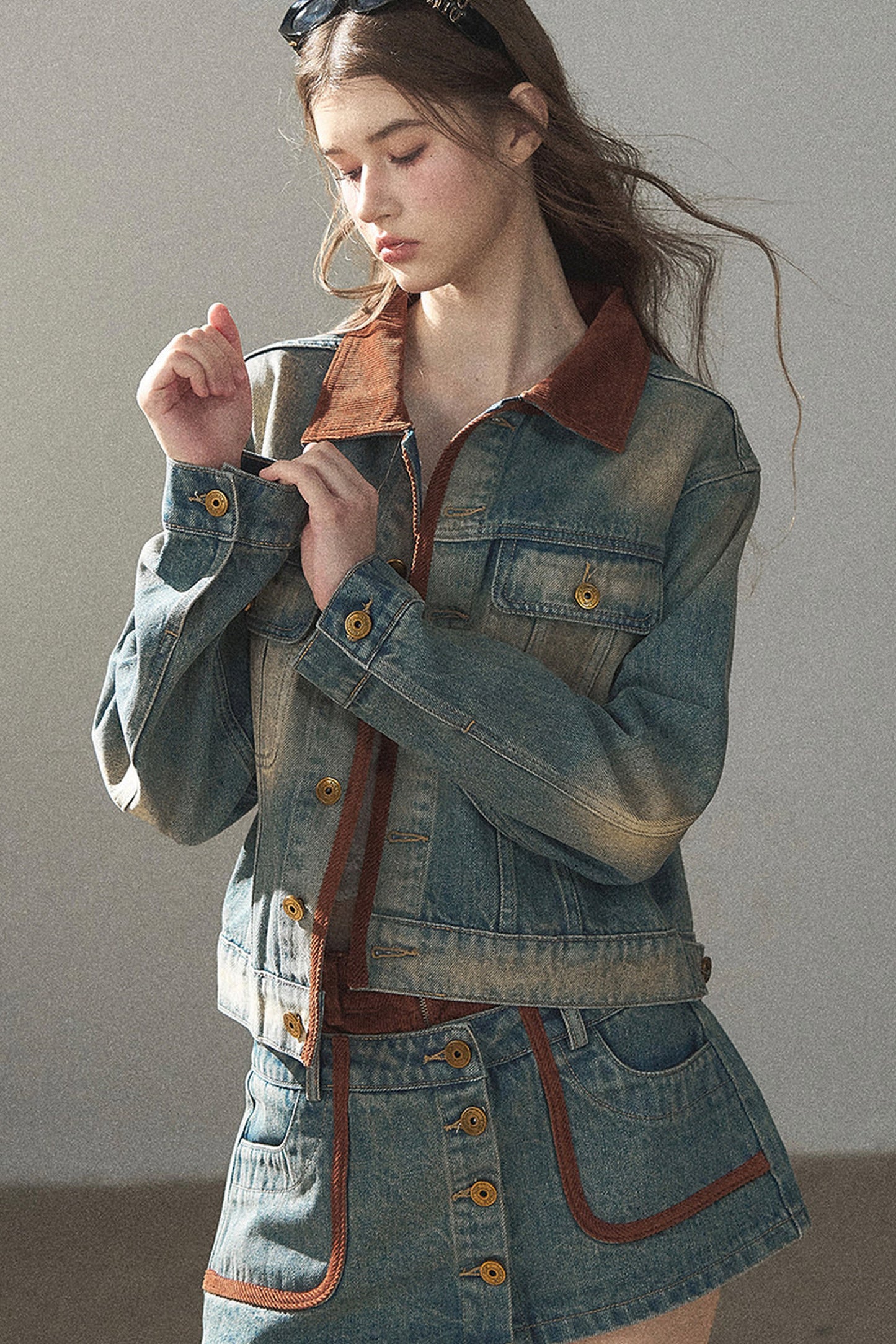 Denim Jacket & Skirt Suit Set-Up