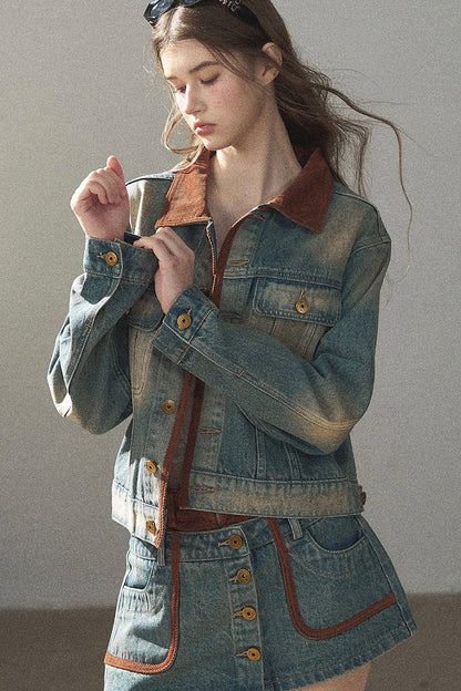 Denim Jacket & Skirt Suit Set-Up