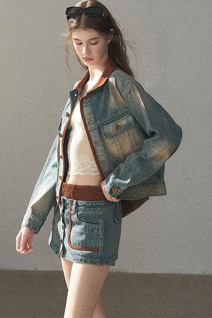 Denim Jacket & Skirt Suit Set-Up