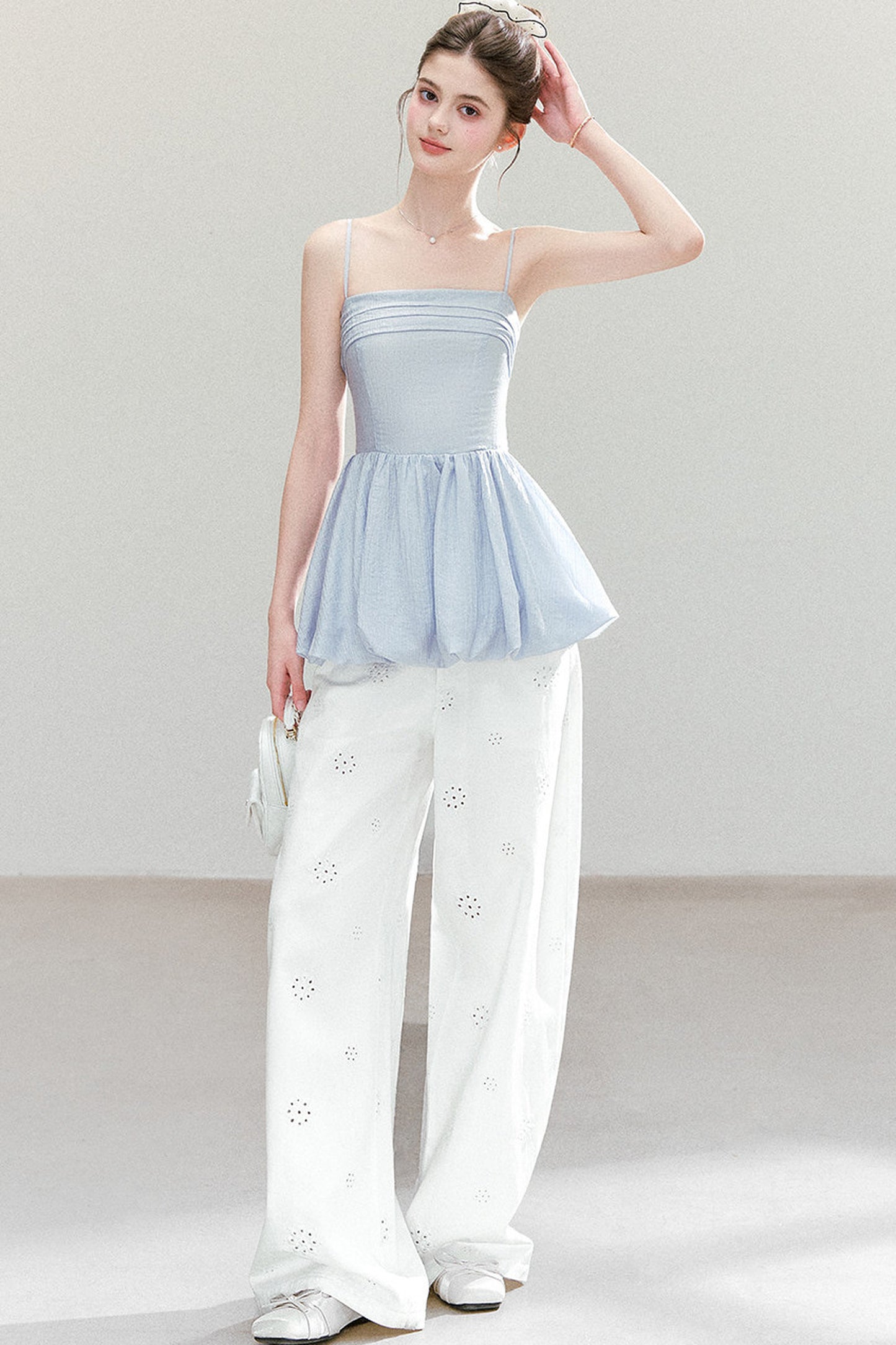 Textured Pleated Hem Top