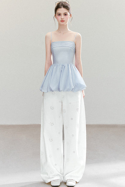Textured Pleated Hem Top