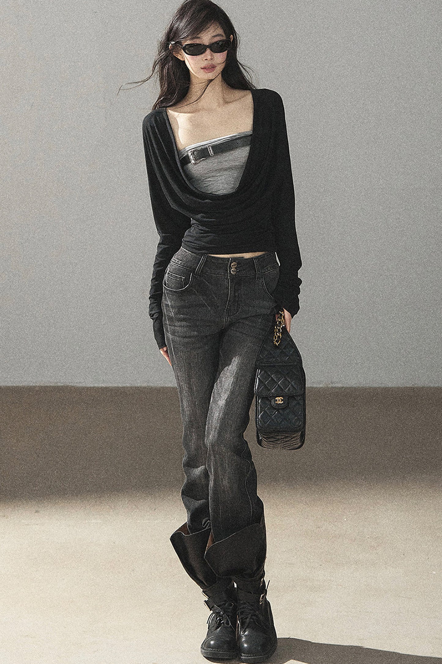 Layered-Look Long Sleeve Top