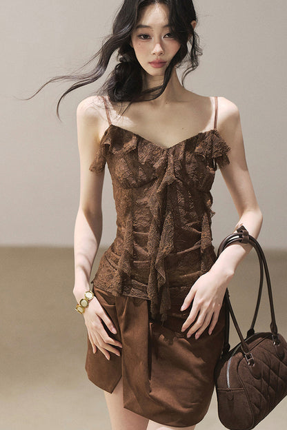 Slim Lace Tassel Vest