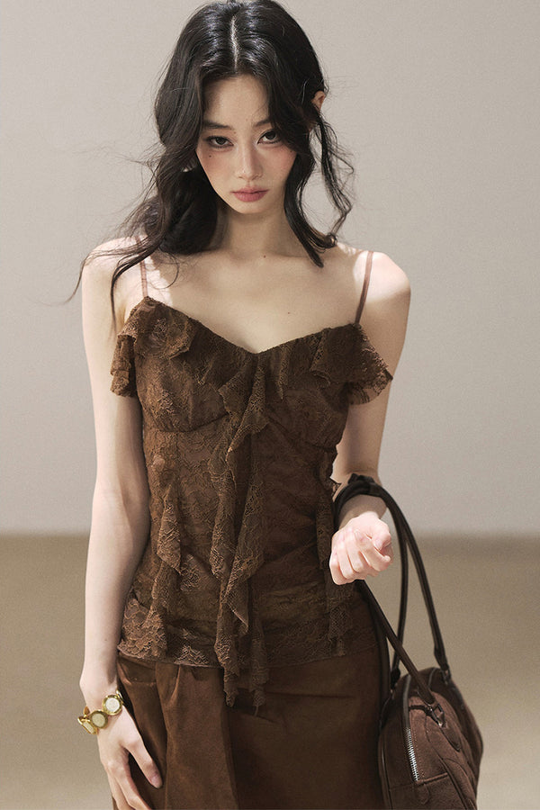 Slim Lace Tassel Vest
