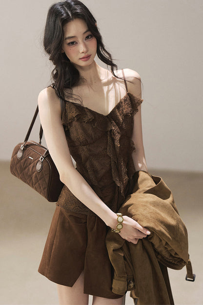 Slim Lace Tassel Vest