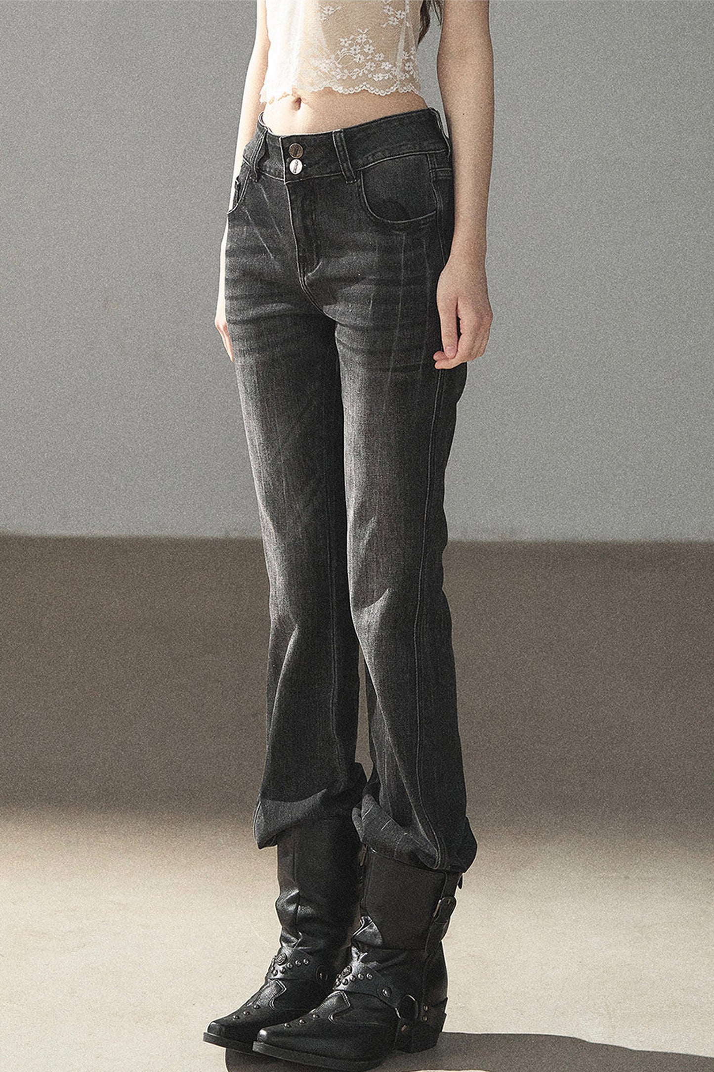 Retro Slim-Fit Denim Pants