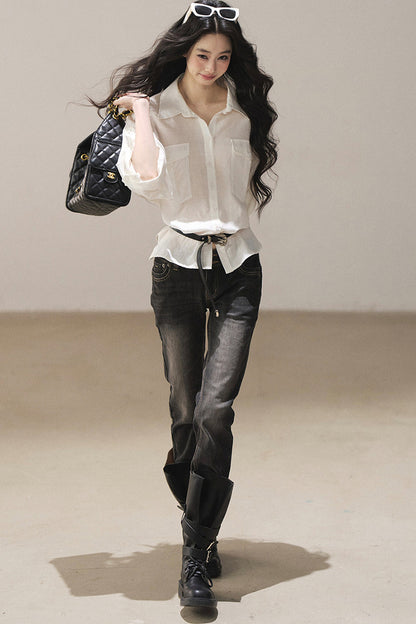Retro Slim-Fit Denim Pants