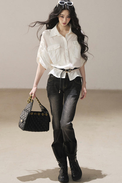 Retro Slim-Fit Denim Pants