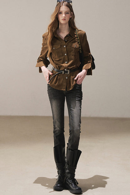 Retro Slim-Fit Denim Pants