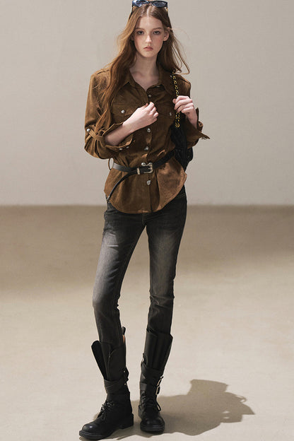 Retro Slim-Fit Denim Pants