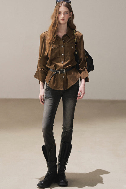 Retro Slim-Fit Denim Pants