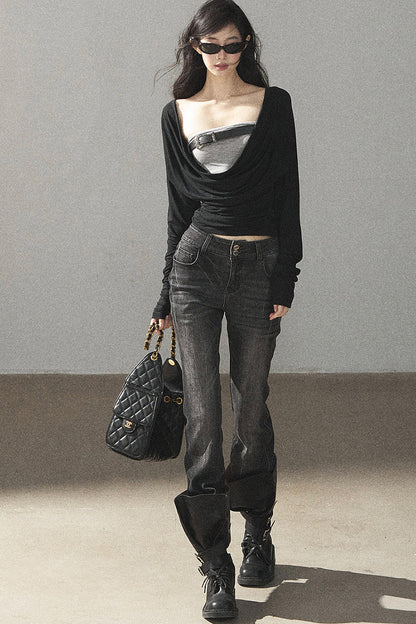 Retro Slim-Fit Denim Pants