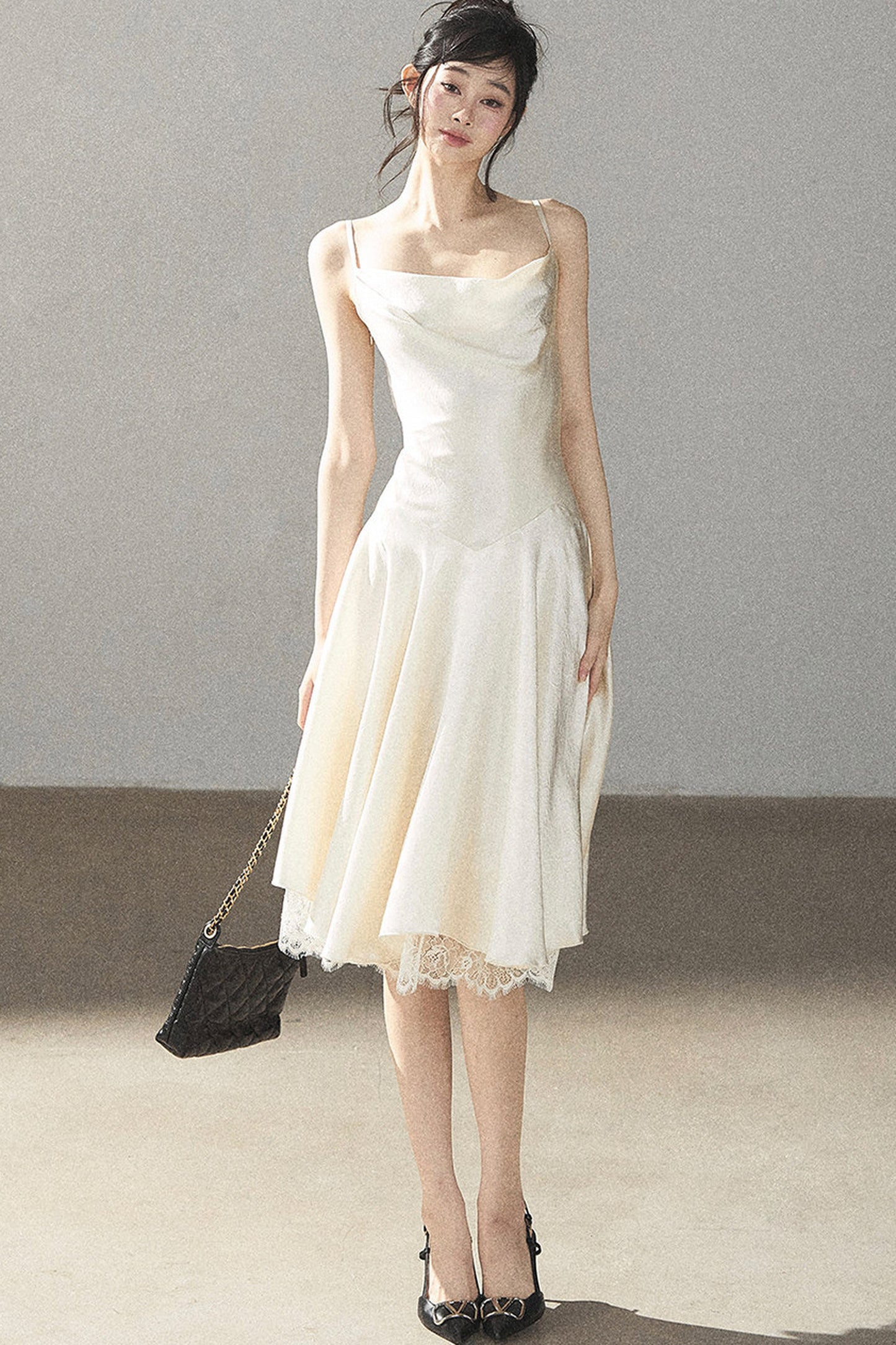 French Lace Satin Camisole Dress