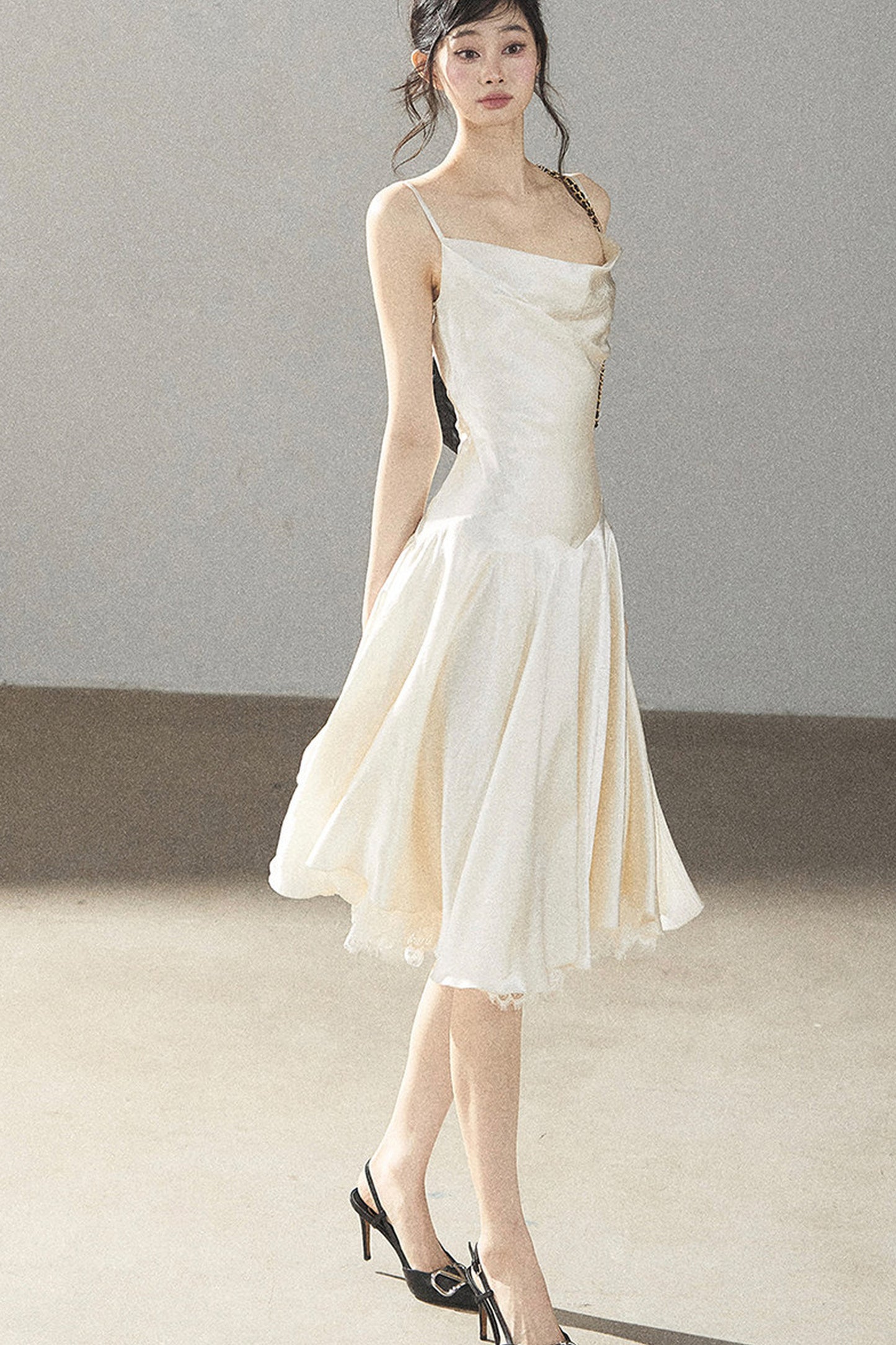 French Lace Satin Camisole Dress