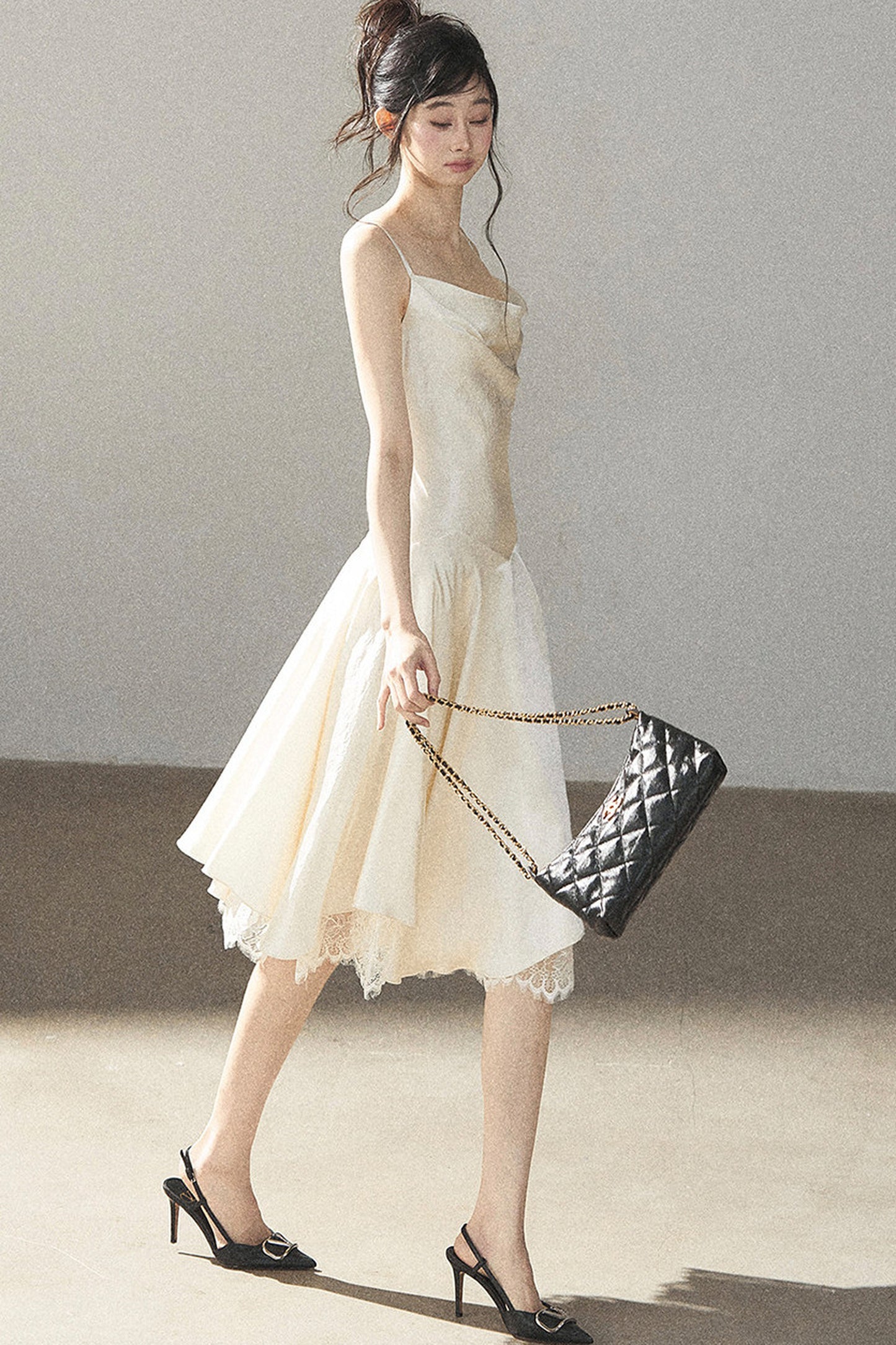 French Lace Satin Camisole Dress