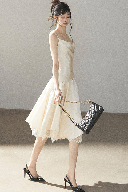 French Lace Satin Camisole Dress