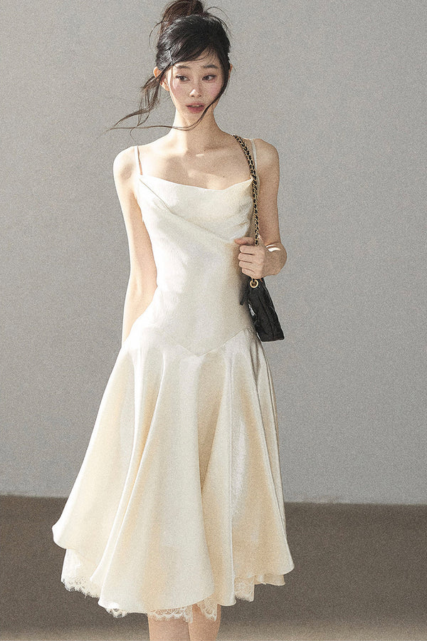 French Lace Satin Camisole Dress
