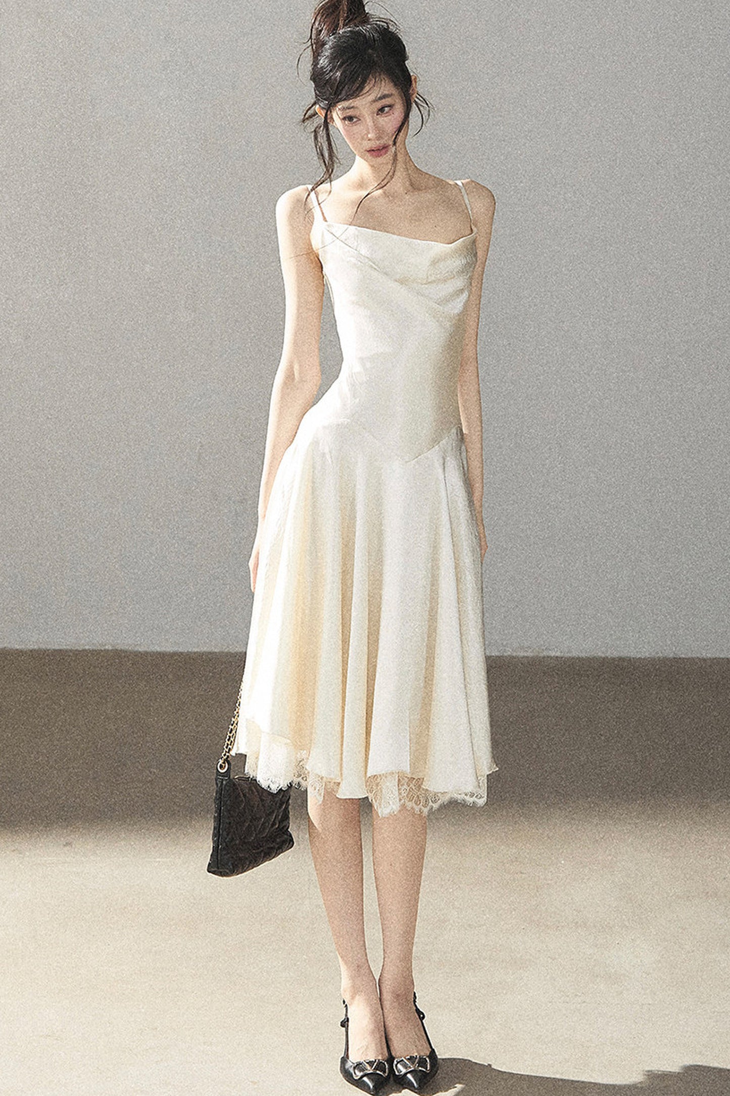 French Lace Satin Camisole Dress