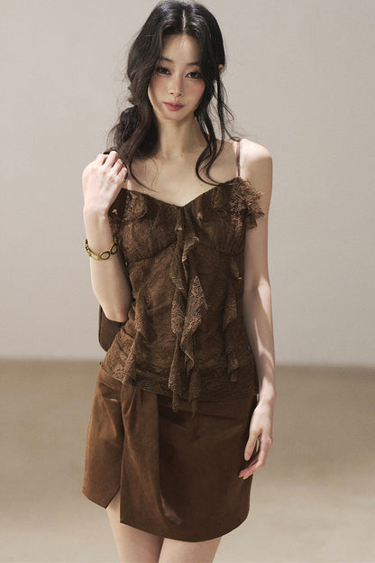 Lace Autumn Slit Skirt