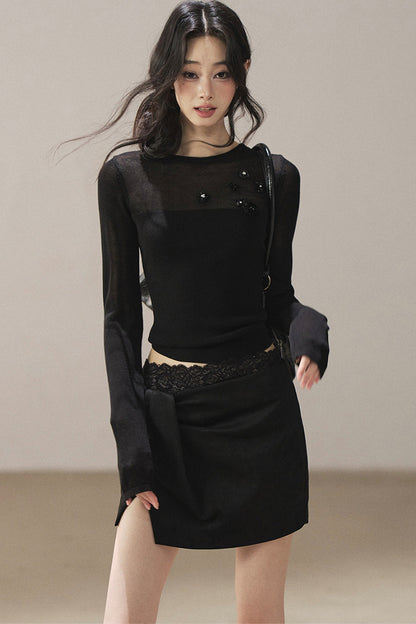 Lace Autumn Slit Skirt
