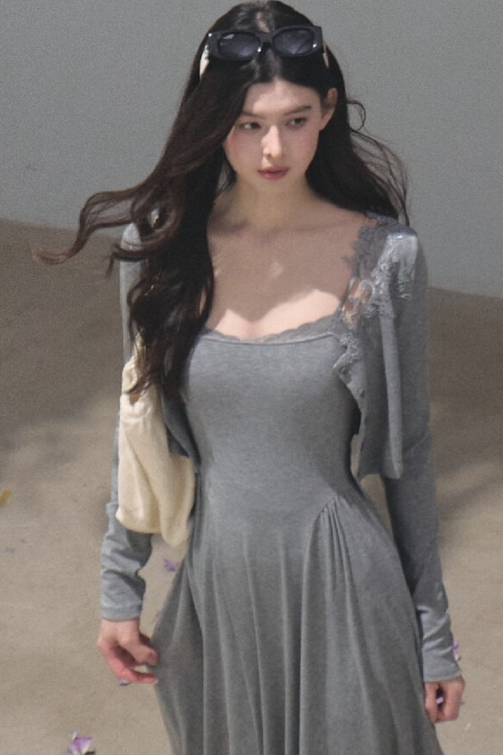 Lyocell Lace Cardigan and Suspender Dress Set