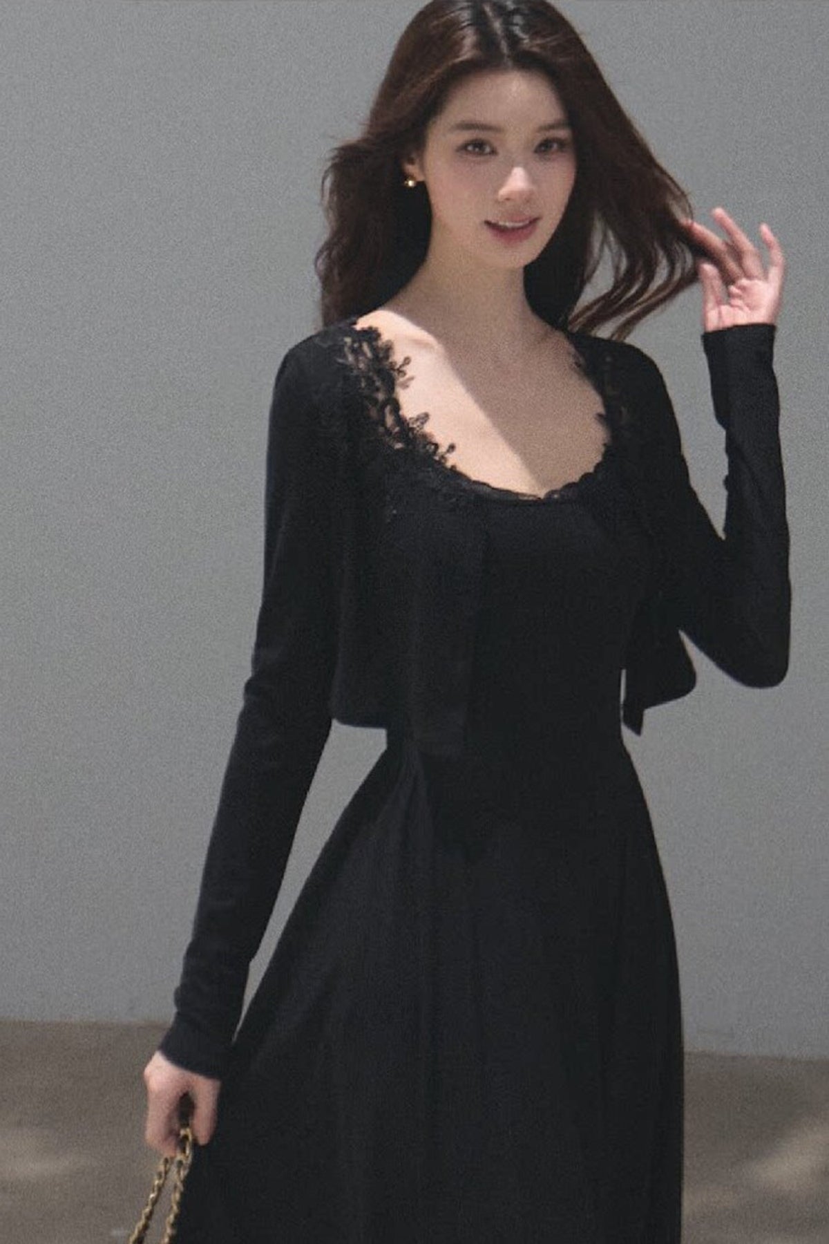 Lyocell Lace Cardigan and Suspender Dress Set