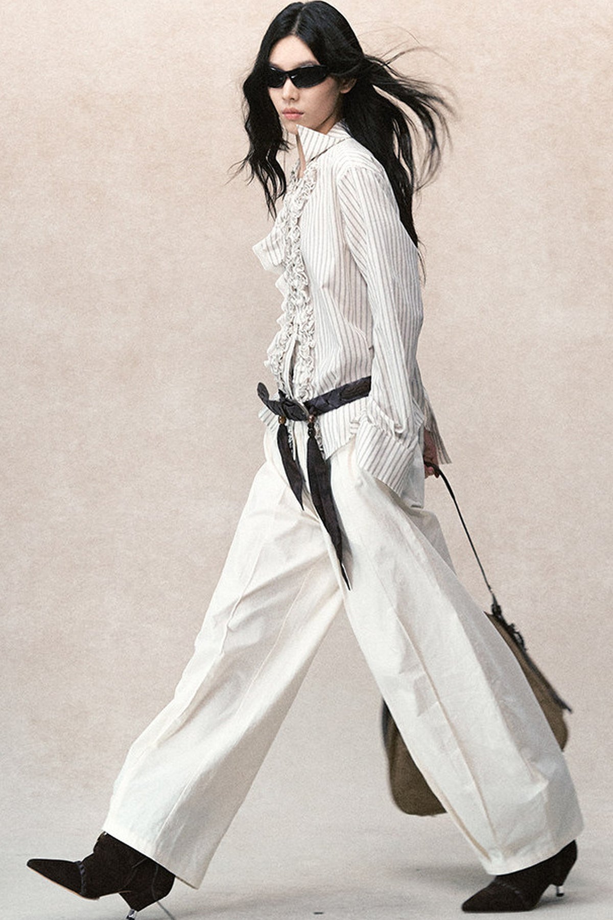 Asymmetrical Lace Jacquard Blouse