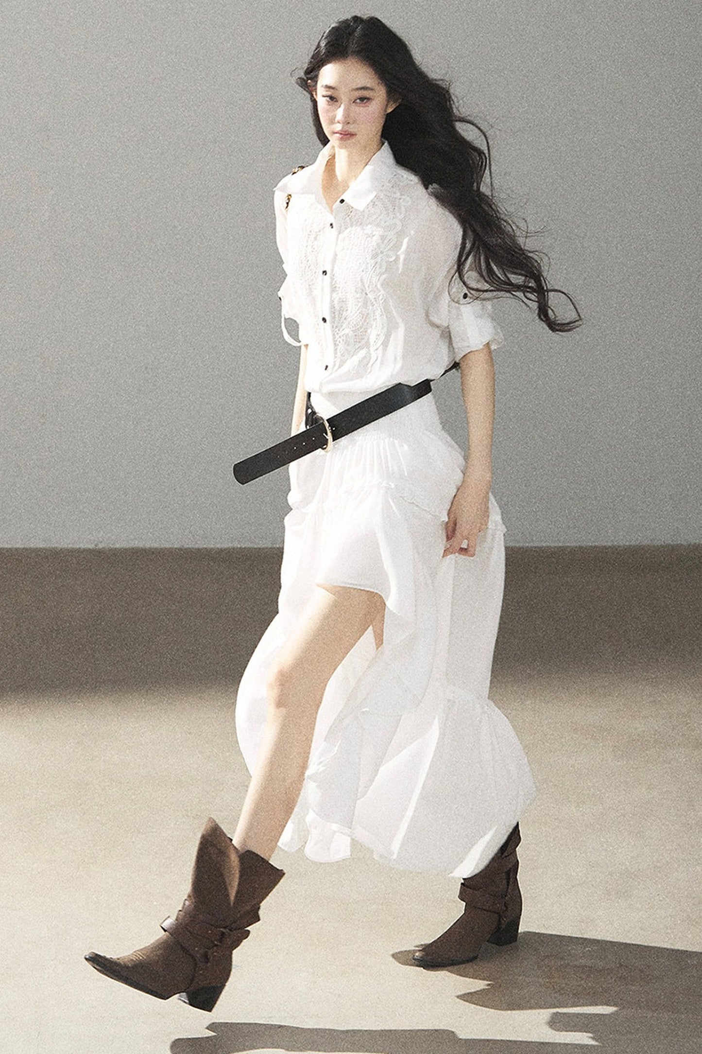 White Lace Shirt Dress