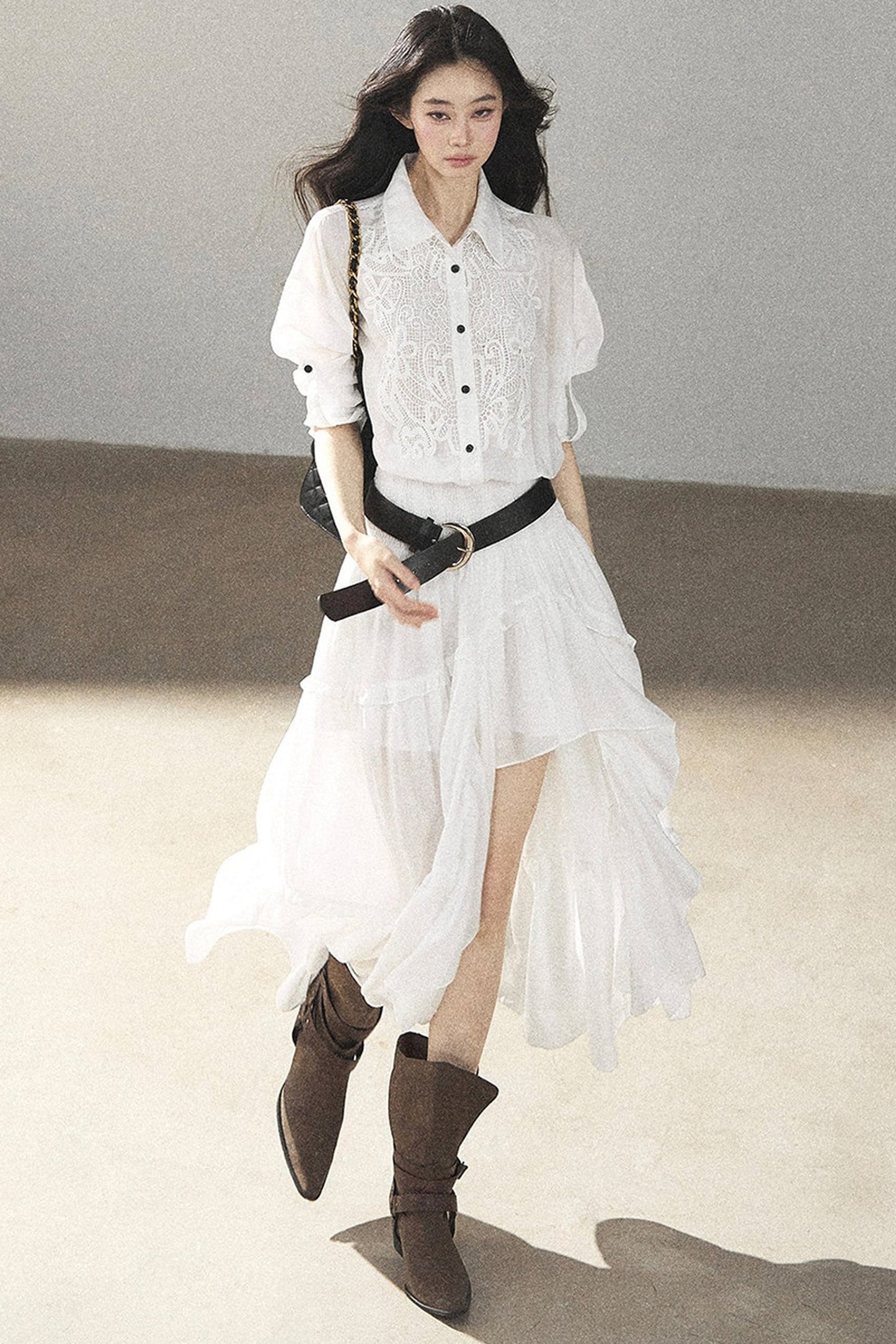 White Lace Shirt Dress