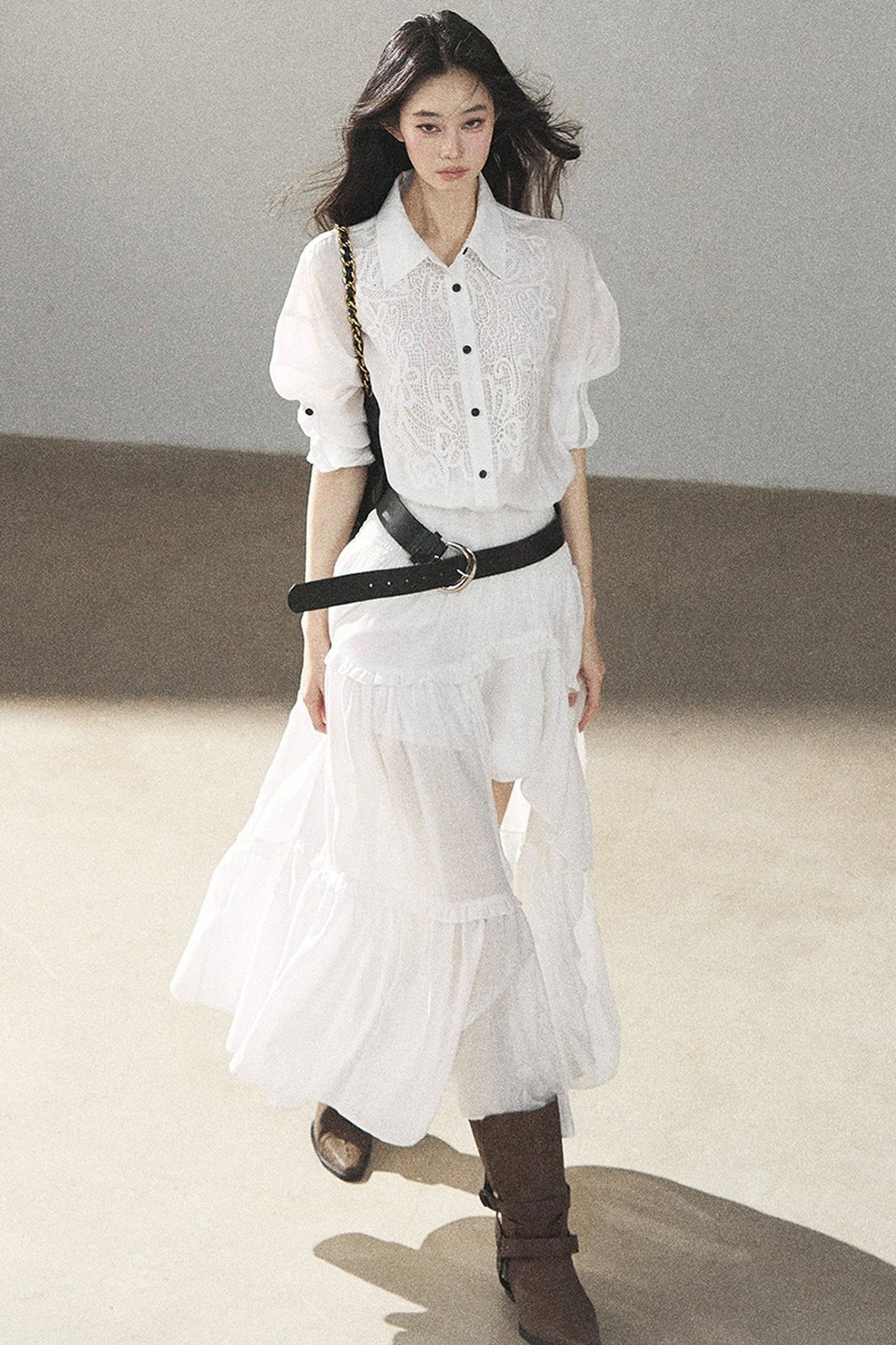 White Lace Shirt Dress