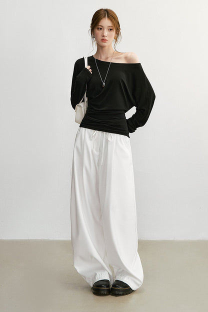 Simple and Elegant Off-Shoulder Top and Pants Set-Up